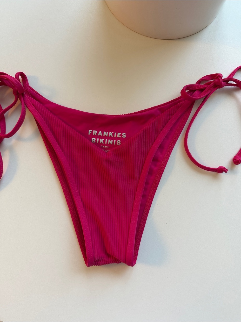 Frankie’s Bikinis Sky String Skimpy Bottom in Pink Punch NWOT Size XS
